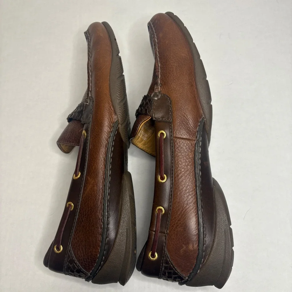Sperry Gold Cup Vibram Loafers Men's 11.5M Brown‎ Leather Moccasin Slip‑On